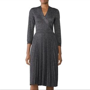 Kate Spade NWT Metallic Knit Faux Wrap Midi Sweater Dress